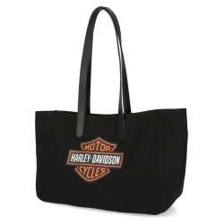 Bar &amp; Shield Logo Summer Tote Bag - Black Canvas