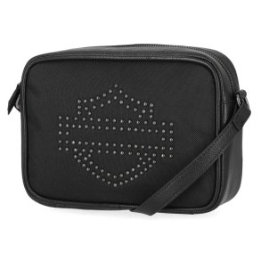 Studded Bar & Shield Camera Crossbody Bag Purse 