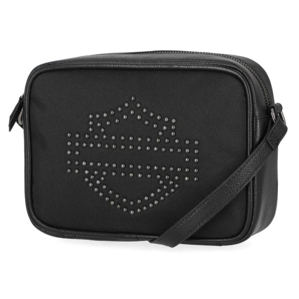 Studded Bar &amp; Shield Camera Crossbody Bag Purse 