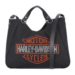 Rhinestone Embellished Bar &amp; Shield Tote Bag