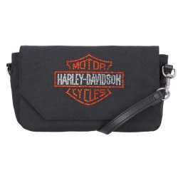 Rhinestone Embellished Bar &amp; Shield Hip Bag