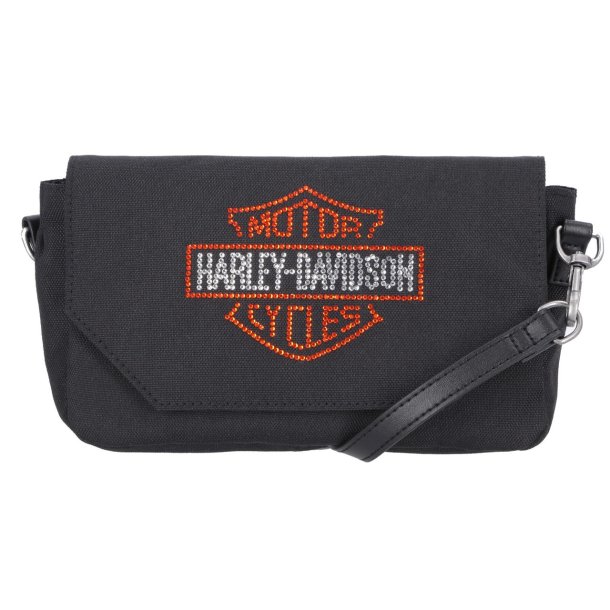 Rhinestone Embellished Bar &amp; Shield Hip Bag