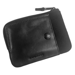  Men's Classic Cordura Leather Trim Zip Card Case 