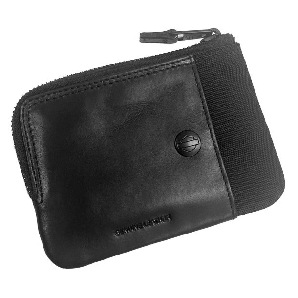  Men's Classic Cordura Leather Trim Zip Card Case 