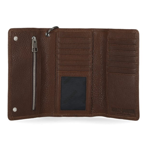 Men's Genuine Leather Iconic B&S Eagle Trucker Wallet - Brown