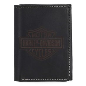 H-D Men's Laser Bar & Shield Logo Tri-Fold Leather Wallet