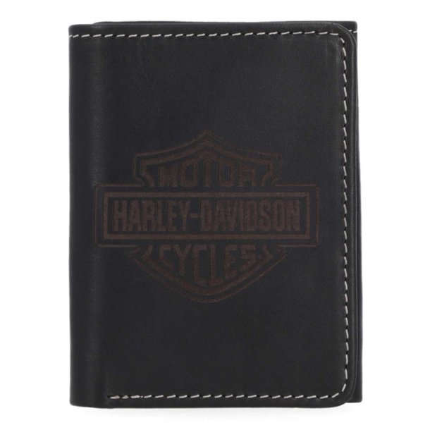 H-D Men's Laser Bar &amp; Shield Logo Tri-Fold Leather Wallet