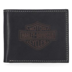 H-D Men's Laser Bar &amp; Shield Logo Billfold Leather Wallet