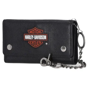 B&S Patch Trucker Chain Leather Wallet 