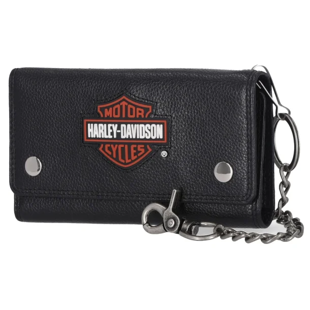 B&S Patch Trucker Chain Leather Wallet 