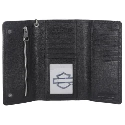 B&S Patch Trucker Chain Leather Wallet 