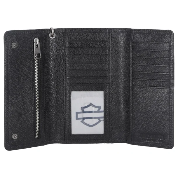 B&S Patch Trucker Chain Leather Wallet 