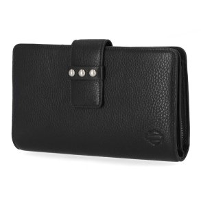 Women's Pebble Leather Bar & Shield Continental Wallet