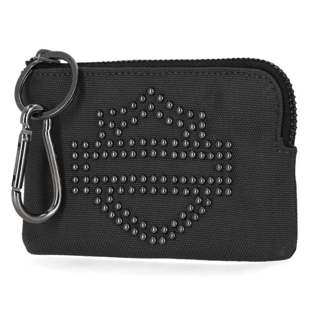 Bar &amp; Shield Studded Key Case Polyester Pouch 