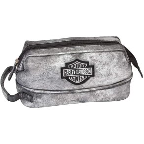 Harley-Davidson Deluxe Bar & Shield REAL LEATHER Toiletry Kit, Silverado