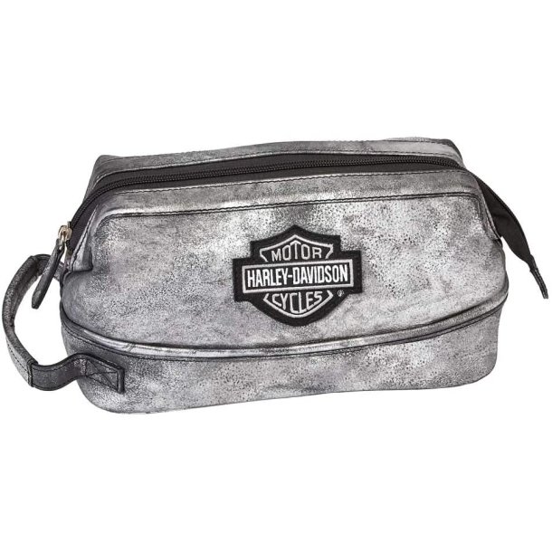 Harley-Davidson Deluxe Bar &amp; Shield REAL LEATHER Toiletry Kit, Silverado