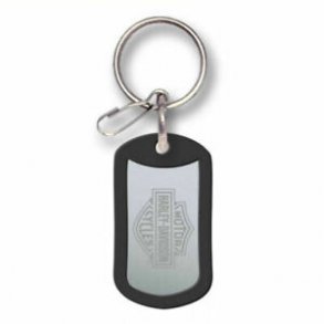 Harley Davidson Metal Dog tag style with rubber Key Ring Keychain Chain 3 inches