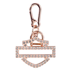 Silhouette Embellished B&S Logo Key Chain, Rose Gold