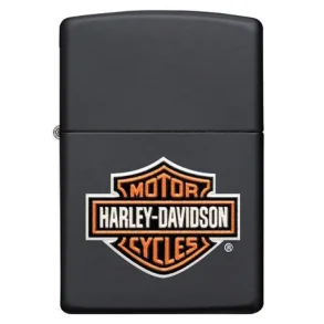 H-D RAISIED B&S MAT BLK ZIPPO