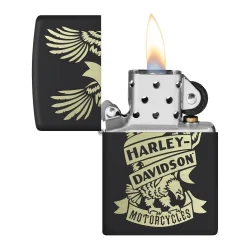 H-D GOLD EAGLE MAT BLK ZIPPO